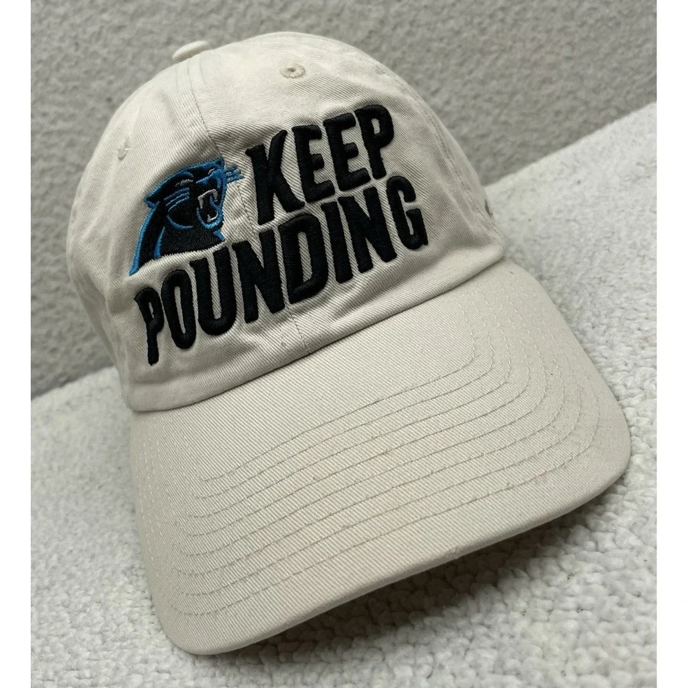 '47‎ Carolina Panthers Hat Mens Keep Pounding Off White NFL Football Strapback